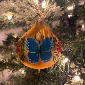 Pier 1 Imports Hand Blown Butterfly Christmas Ornament